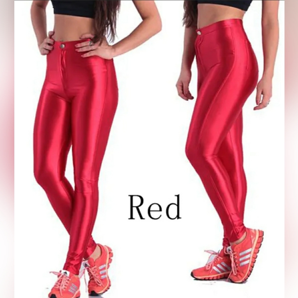 Red Metallic Satin Disco Pants - XS/S